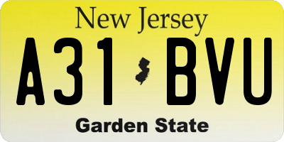 NJ license plate A31BVU