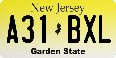 NJ license plate A31BXL