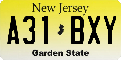 NJ license plate A31BXY