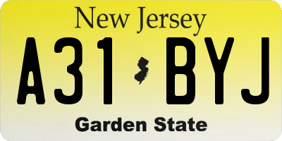 NJ license plate A31BYJ