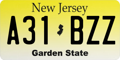 NJ license plate A31BZZ