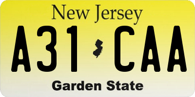 NJ license plate A31CAA
