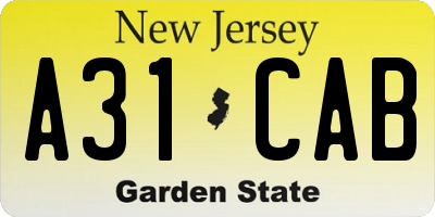 NJ license plate A31CAB