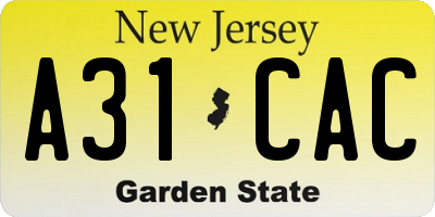 NJ license plate A31CAC