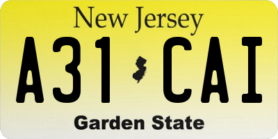 NJ license plate A31CAI