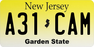 NJ license plate A31CAM