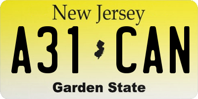 NJ license plate A31CAN