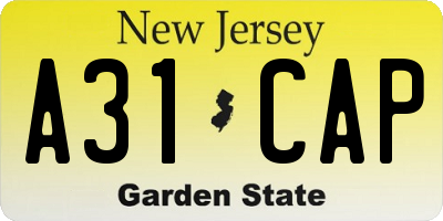 NJ license plate A31CAP