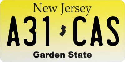 NJ license plate A31CAS