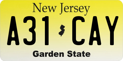 NJ license plate A31CAY