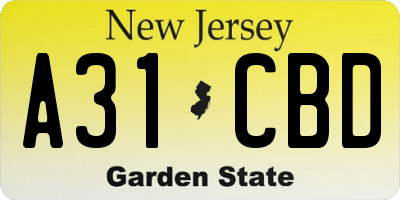 NJ license plate A31CBD