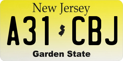 NJ license plate A31CBJ
