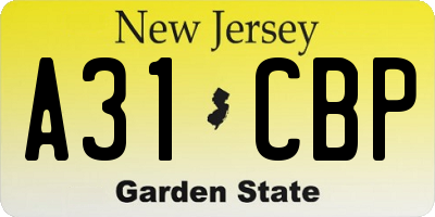 NJ license plate A31CBP