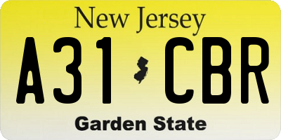 NJ license plate A31CBR