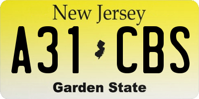 NJ license plate A31CBS
