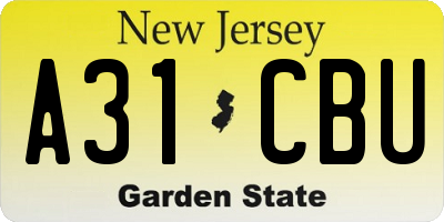 NJ license plate A31CBU