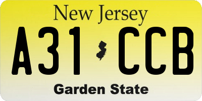 NJ license plate A31CCB
