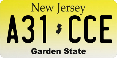 NJ license plate A31CCE
