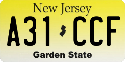 NJ license plate A31CCF