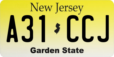 NJ license plate A31CCJ
