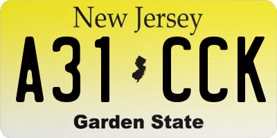 NJ license plate A31CCK