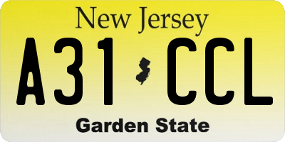 NJ license plate A31CCL