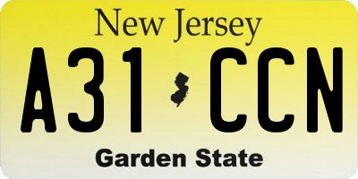 NJ license plate A31CCN