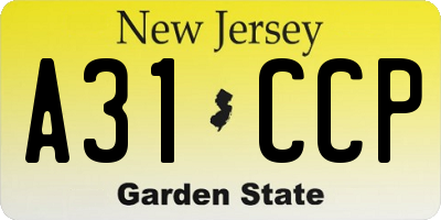 NJ license plate A31CCP