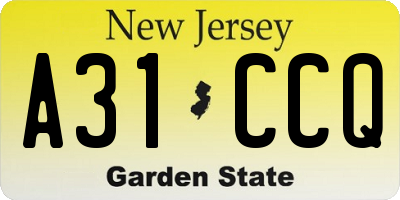 NJ license plate A31CCQ