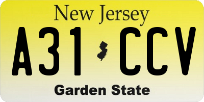 NJ license plate A31CCV