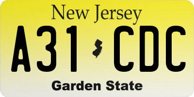 NJ license plate A31CDC