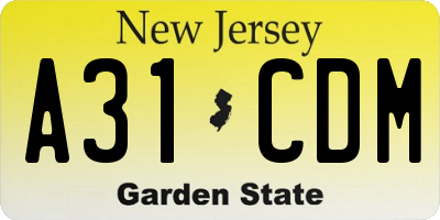 NJ license plate A31CDM