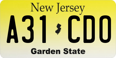 NJ license plate A31CDO