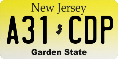 NJ license plate A31CDP