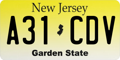NJ license plate A31CDV