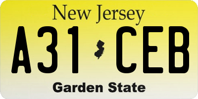 NJ license plate A31CEB