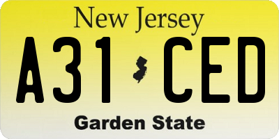 NJ license plate A31CED