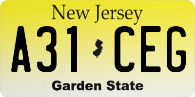 NJ license plate A31CEG