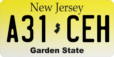 NJ license plate A31CEH