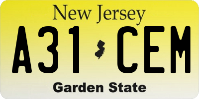 NJ license plate A31CEM