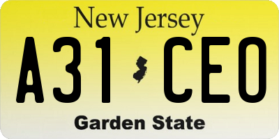 NJ license plate A31CEO