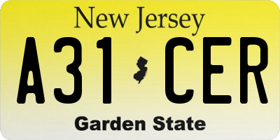 NJ license plate A31CER