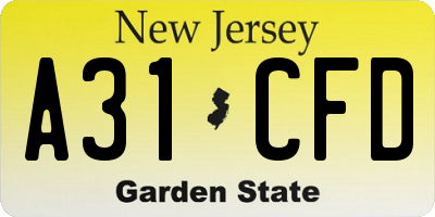 NJ license plate A31CFD