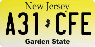 NJ license plate A31CFE