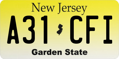NJ license plate A31CFI