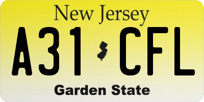 NJ license plate A31CFL