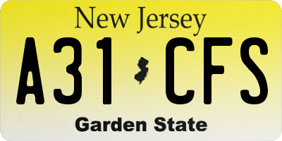NJ license plate A31CFS