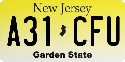 NJ license plate A31CFU