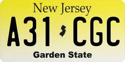 NJ license plate A31CGC