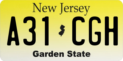 NJ license plate A31CGH